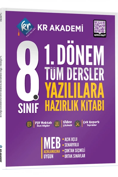 8. Sınıf 1. Dönem Tüm Dersler Yazılılara Hazırlık Kitabı KR Akademi Yayınları