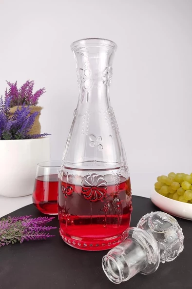 Digithome Bahar Cam Kapaklı Su ve Meşrubat Sürahisi Karaf Şişe 750 Ml - BH.KIR.010.00.000 C1-1-288 - 3