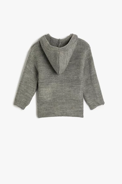 Koton Erkek Bebek Kapşonlu Örgü Hırka Düğme Kapamalı Cep Detaylı - 2