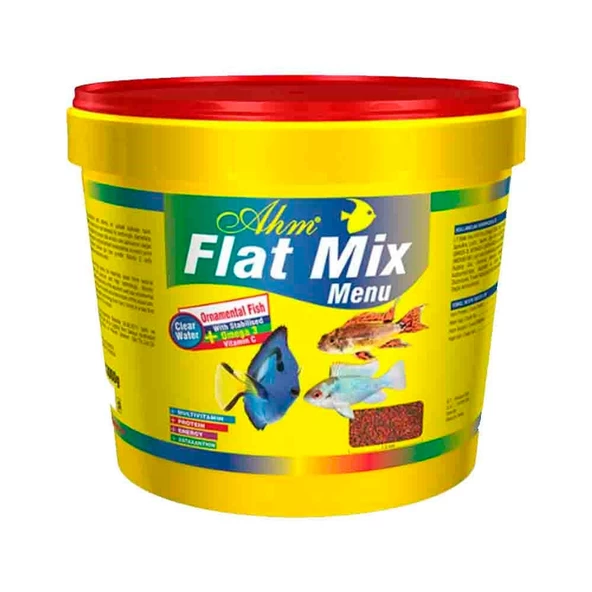 Ahm Flat Mix Menu Ufak Taneli Granül Balık Yemi Kova 3kg