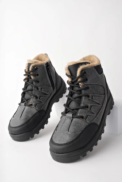 Muggo Toni Garantili Bağcıklı İçi Kürklü Fermuarlı Unisex Outdoor Kışlık Bot - Resim 4