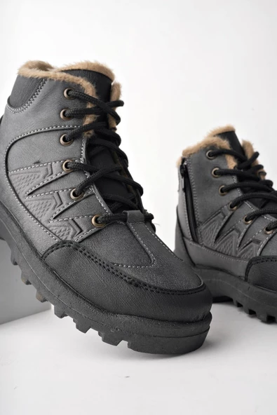 Muggo Toni Garantili Bağcıklı İçi Kürklü Fermuarlı Unisex Outdoor Kışlık Bot - Resim 2