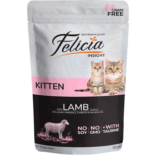 Felicia Kitten Yaş Kedi Maması Tahılsız Kuzu Etli 85 gr