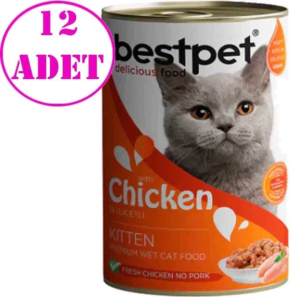 BestPet Tavuklu Yavru Kedi Konservesi 400gr 12 AD ürün görseli