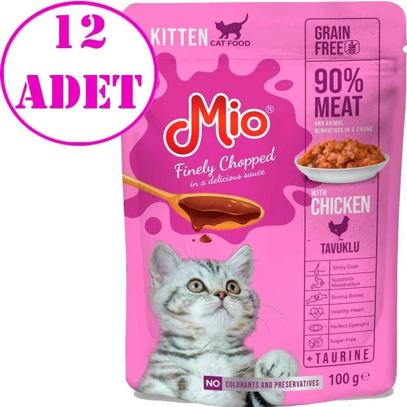 Mio Yavru Kedi Yaş Mama Tavuk Etli 100 Gr 12 AD ürün görseli 1