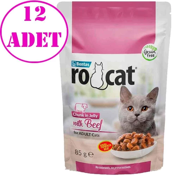 Ro Cat Biftekli Kedi Yaş Maması 85 Gr 12 AD