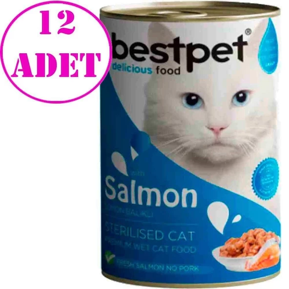 BestPet Somonlu Kısırlaştırılmış Kedi Konservesi 400gr 12 AD