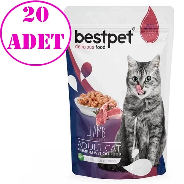 Bestpet Pouch Jelly Kuzu Etli Kedi Yaş Maması 85 Gr 20 AD