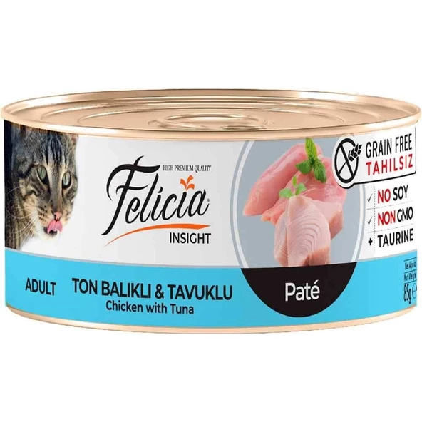 ​Felicia Tahılsız Ton Balıklı Tavuklu Kıyılmış Yaş Kedi Maması 85 Gr