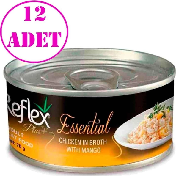 Reflex Plus Essential Kedi Konservesi Tavuklu Mangolu 70 Gr 12 AD