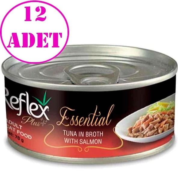 Reflex Plus Essential Ton Balıklı ve Somonlu Yetişkin Kedi Konservesi 70 Gr 12 AD