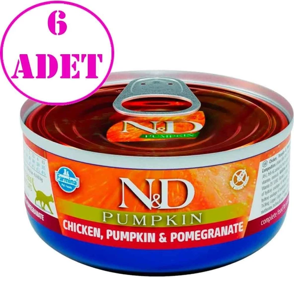ND Balkabaklı Tahılsız Tavuklu ve Narlı Kedi Konservesi 70 Gr 6 AD ürün görseli 1