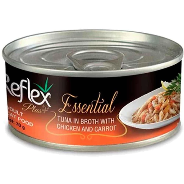 Reflex Plus Essential Ton Balıklı, Tavuklu Ve Havuçlu Yetişkin Kedi Konservesi 70 Gr