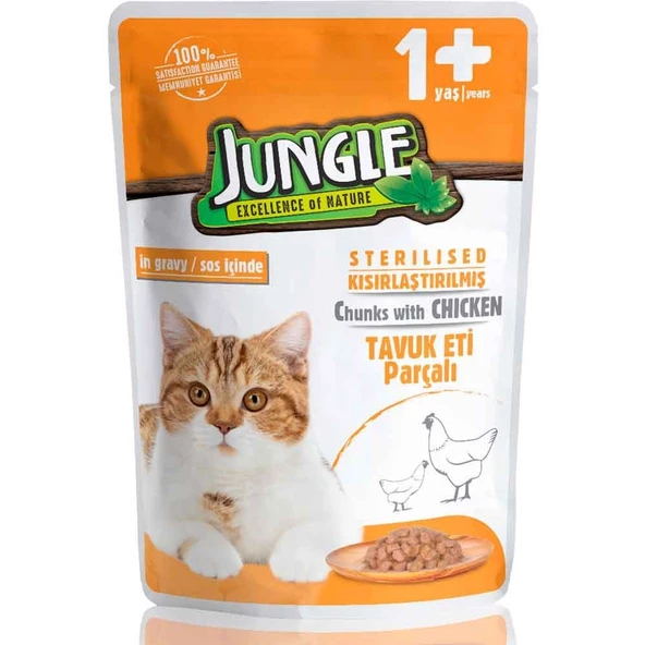 Jungle Kısır Kedi Konservesi Tavuklu Jelli 100 Gr ürün görseli 1