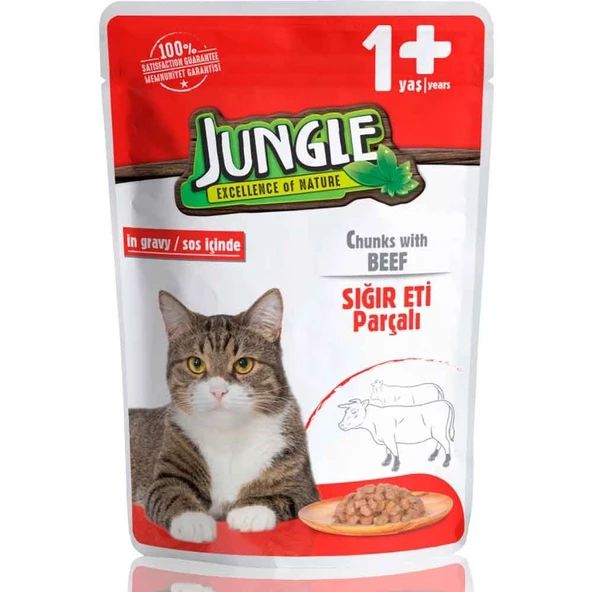 Jungle Kedi Yaş Mama Biftekli Jelli 100 Gr