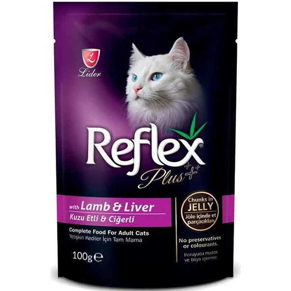 Reflex Plus Pouch Parça Etli Kuzulu ve Ciğerli Kedi Konservesi 100 Gr