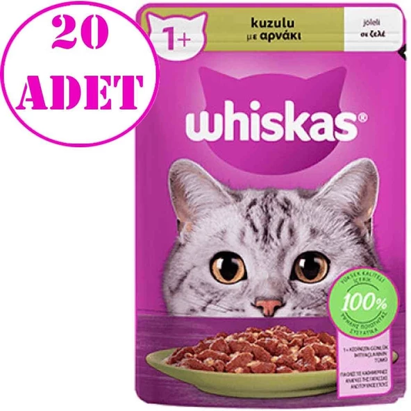Whiskas Kedi Konservesi Kuzulu Pouch Jöle İçinde 85 Gr 20 AD ürün görseli 1