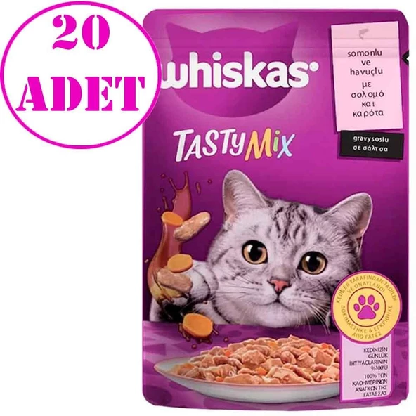 Whiskas Tasty Mix Somonlu Havuçlu Kedi Maması 85 Gr 20 AD