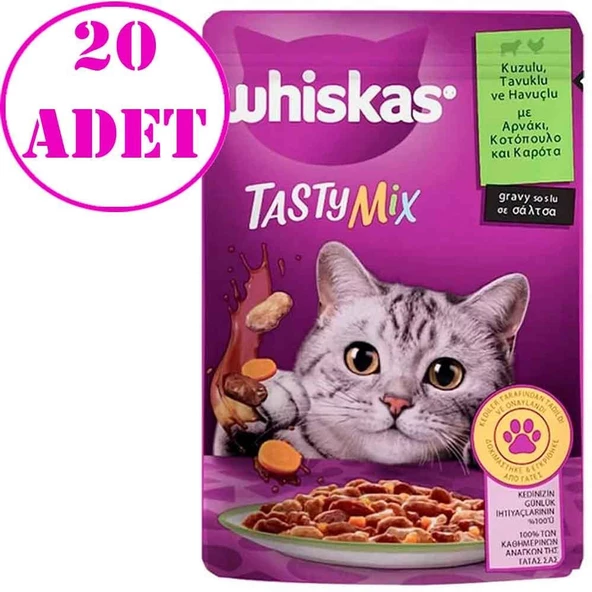 Whiskas Tasty Mix Kuzulu Havuçlu Kedi Maması 85 Gr 20 AD