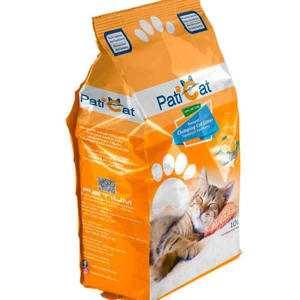 PatiCat Kedi Kumu Portakal Kokulu Doğal İnce Taneli 10 Lt