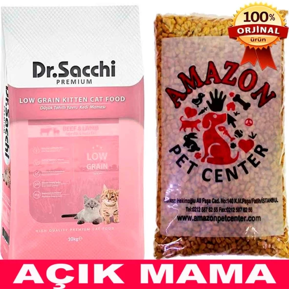 Dr Sacchi Düşük Tahıllı Etli Yavru Kedi Maması Açık 1 Kg ürün görseli 1