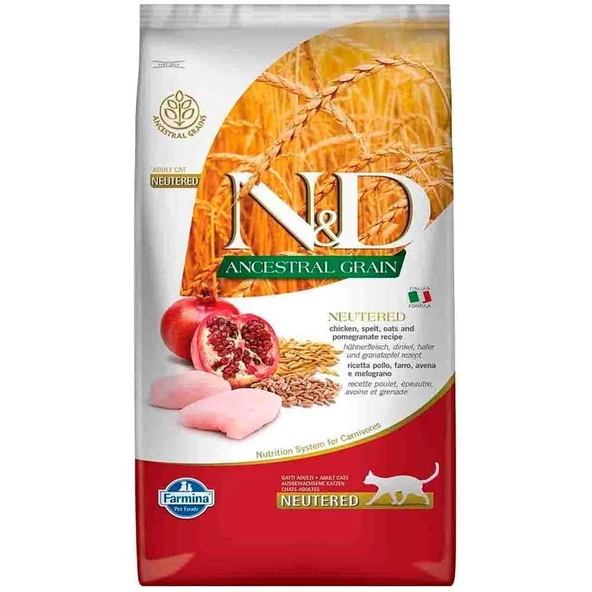 ND Düşük Tahıllı Tavuklu ve Narlı Kısırlaştırılmış Kedi Maması 10 Kg