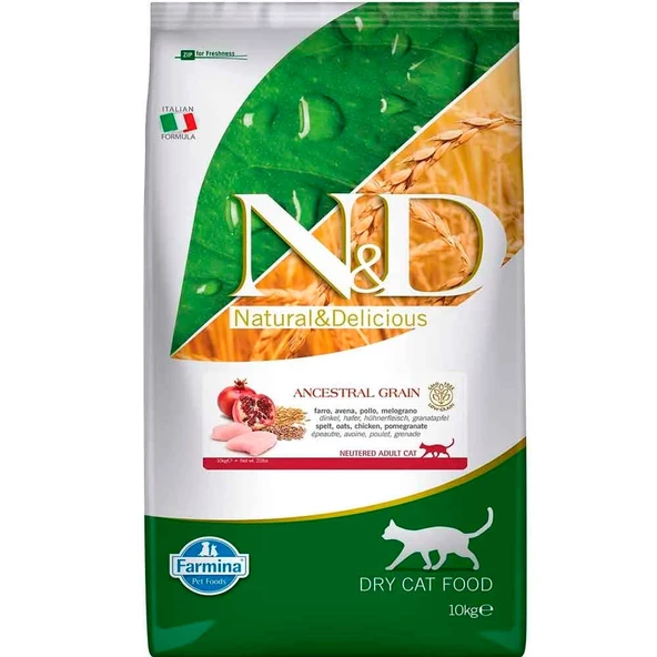 ND Düşük Tahıllı Tavuklu ve Narlı Kısırlaştırılmış Kedi Maması 10 Kg - Resim 2