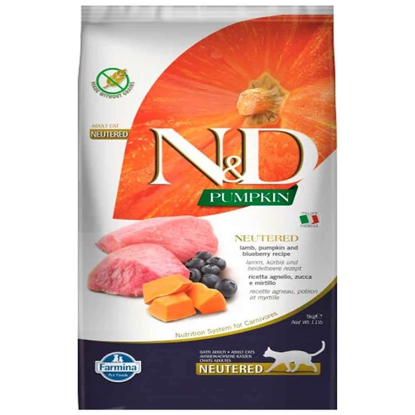 ND Balkabaklı Kuzu Etli Yaban Mersinli Kısırlaştırılmış Kedi Maması 5 kg ürün görseli