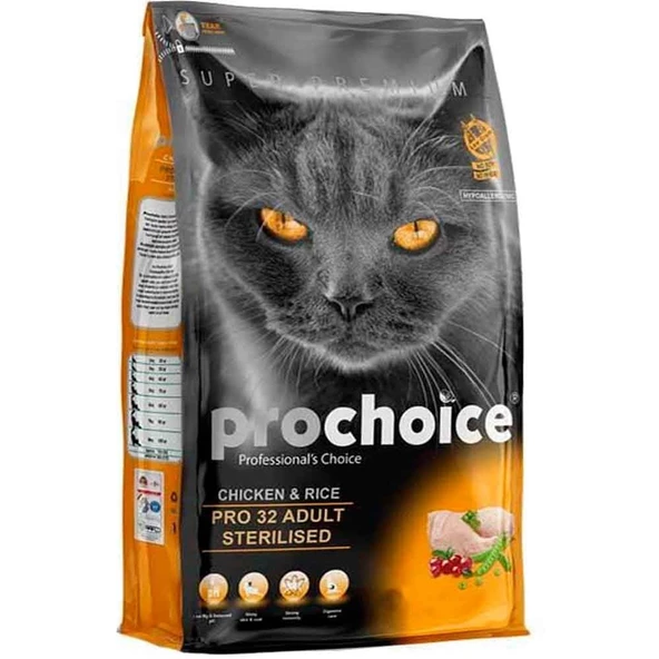 Pro Choice Pro32 Tavuklu Pirinçli Kısırlaştırılmış Kedi Maması 2 Kg