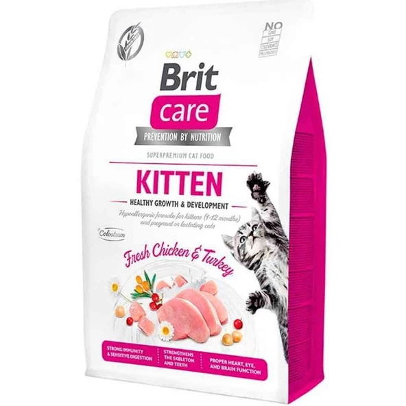 Brit Care Hypo-Allergenic Tavuklu ve Hindili Tahılsız Yavru Kedi Maması 2 Kg ürün görseli 1