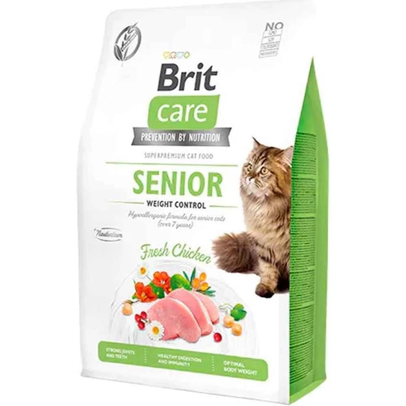 Brit Care Senior Hypo-Allergenic Kilo Kontrolü için Tahılsız Yaşlı Kedi Maması 2 Kg