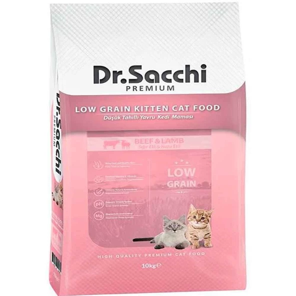 Dr Sacchi Düşük Tahıllı Etli Yavru Kedi Maması 10 KG