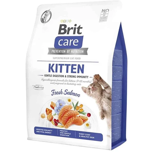 Brit Care Gentle Digestion & Strong Immunity Tahılsız Somonlu Yavru Kedi Maması 2 Kg