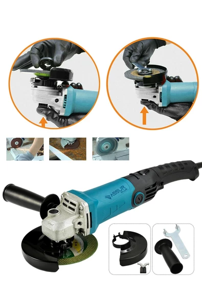 Assur Plus Profesyonel 1200W Avuç Taşlama Makinesi 125mm 6 Kademeli Uzun Kuyruk - 1