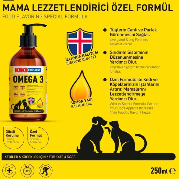 KIKI Excellent Kedi ve Köpek İçin Omega 3 Balık Yağı 250 ml - 2