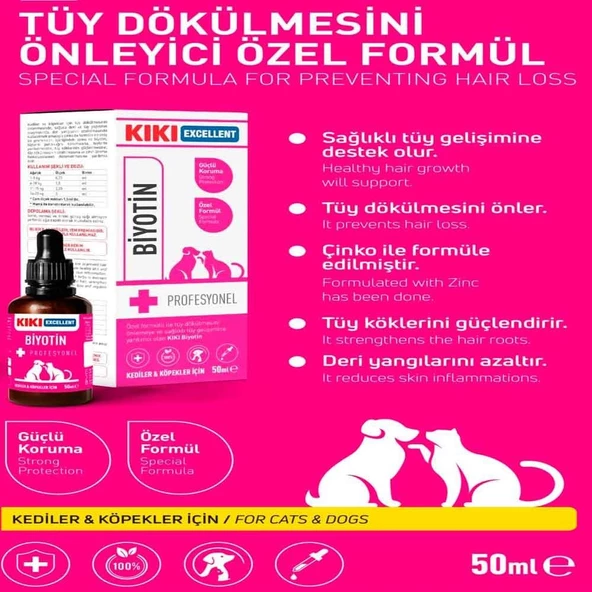 KIKI Excellent Kedi ve Köpek İçin Biyotin Şurup 50 ml - 2