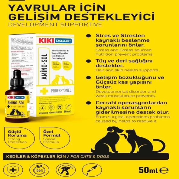 KIKI Excellent Kedi ve Köpek İçin Amino-Sol Şurup 50 ml - 2