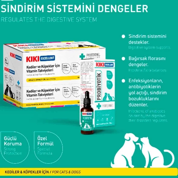 KIKI Excellent Kedi ve Köpek İçin Probiyotik Şurup 50 ml - 2
