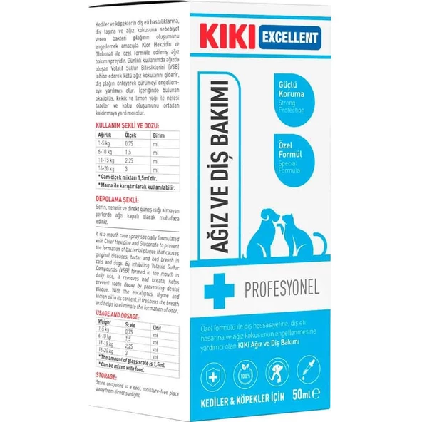 KIKI Excellent Kedi ve Köpek İçin Ağız ve Diş Bakımı Şurup 50 ml