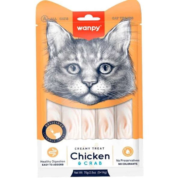 Wanpy Tavuk ve Yengeçli Likit Kedi Ödülü 4x15 Gr