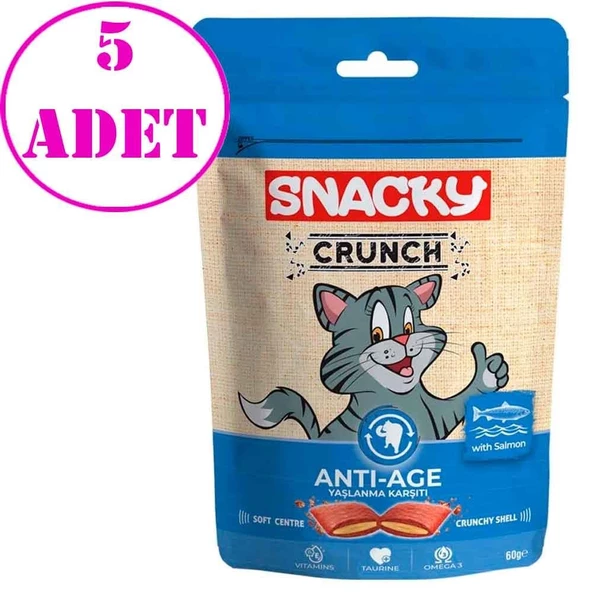 Snacky Crunchy Somonlu Kedi Ödülü Anti-Age 60 gr 5 AD