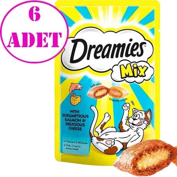 Dreamies Kedi Ödülü Mix Somonlu Peynirli 60 gr 6 AD