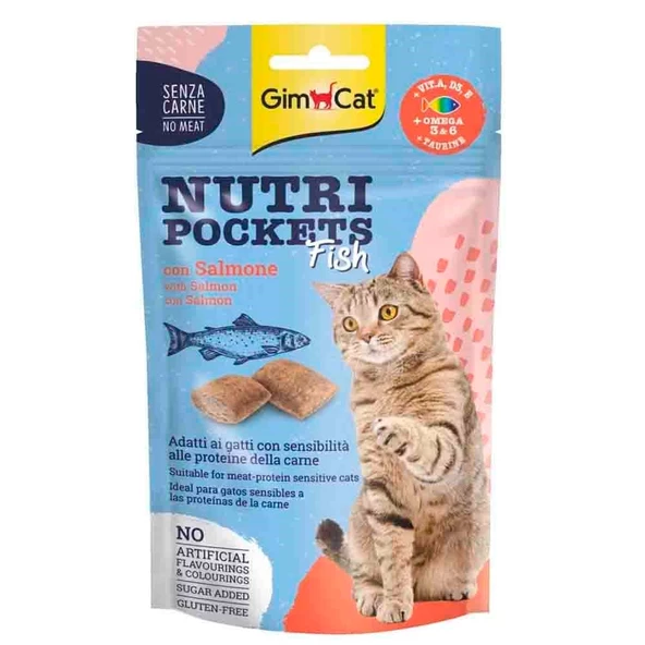 Gimcat Nutripockets Balıklı ve Somonlu Kedi Ödülü 60 Gr