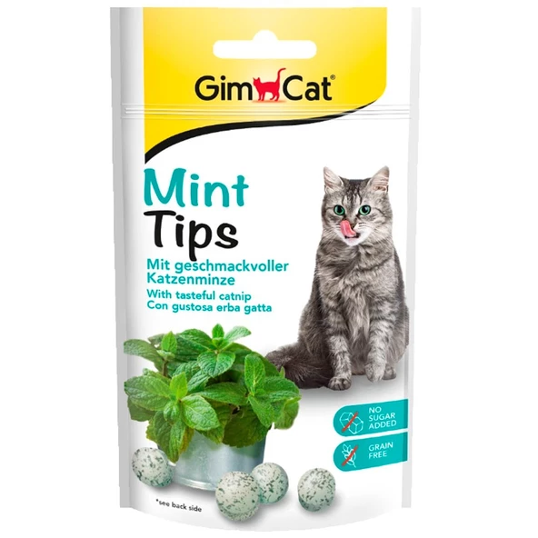 GimCat Mint Tips Kedi Otlu Şekersiz Kedi Ödülü 40gr