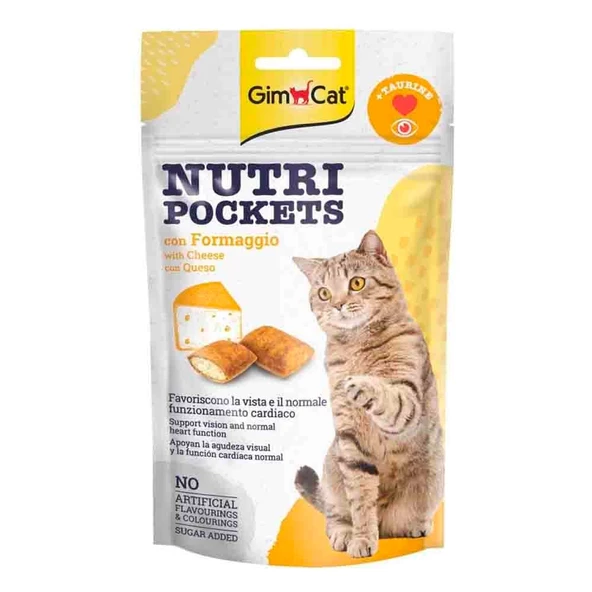 GimCat Nutripockets Peynirli ve Taurinli Kedi Ödülü 60gr