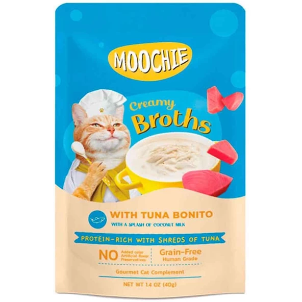 Moochie Kedi Çorbası Parça Ton Balığı Torik Tahılsız 40 Gr