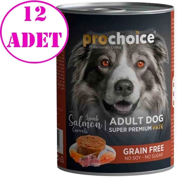 Pro Choice Kuzu ve Somonlu Pate Tahılsız Köpek Konservesi 400 Gr 12 AD