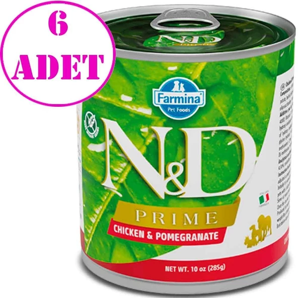 N&D Prime Tahılsız Tavuklu Narlı Köpek Konservesi 285 Gr 6 AD