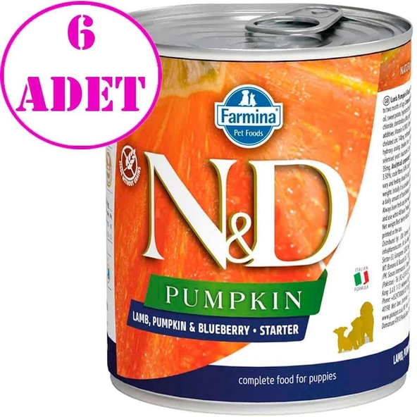 N&D Pumpkin Balkabaklı Kuzulu Yavru Köpek Konservesi 285 Gr 6 AD