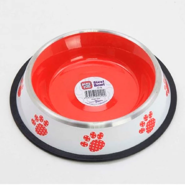 Playfull Renkli Pati Desenli Çelik Mama ve Su Kabı 32 Oz PFMK-4099